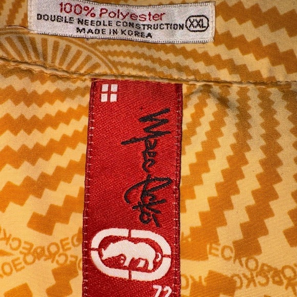 Vintage Ecko Unlimited Shirt XXL Yellow Geometric Y2K Streetwear Button Up Logo - Picture 9 of 9